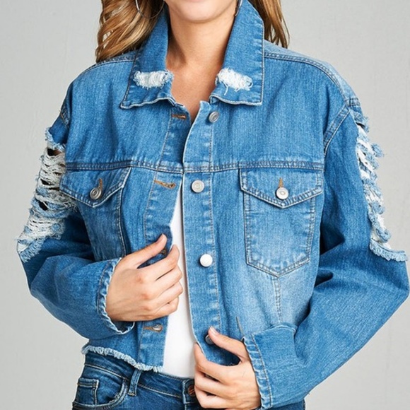 upstyleboutique Jackets & Blazers - ❗️One Left Small❗️Distressed Denim Cropped Jacket